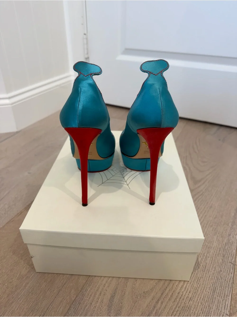 Charlotte Olympia Love Josephine Turquoise/Red Platform Pumps